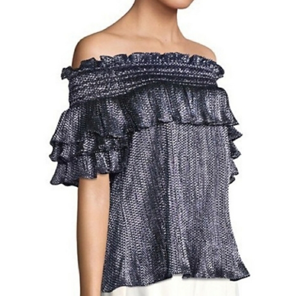 Parker Greta Off the Shoulder Metallic Blouse - Picture 10 of 14